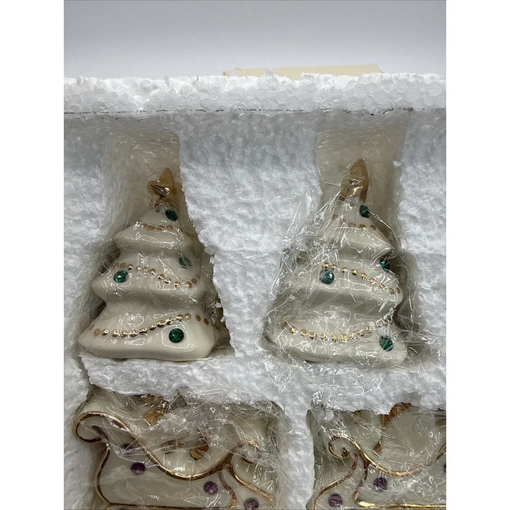 Lenox Christmas Jeweled Salt & Pepper Shakers Set of 4 New 2.5 Inches Tall